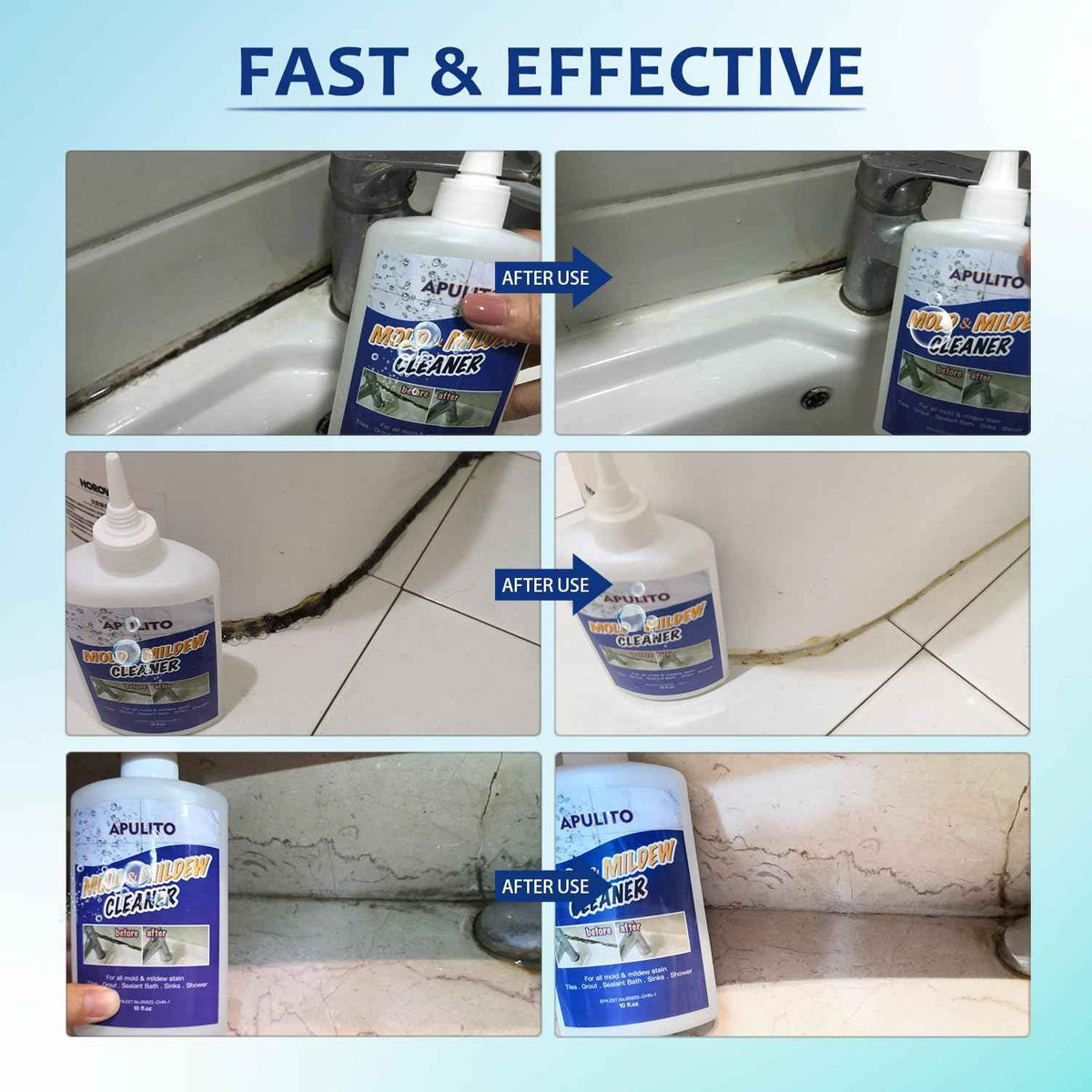 APULITO 10 Fl Oz Household Cleaner Gel for Bathroom Shower Kitchen Tile Grout, Sinks Countertops