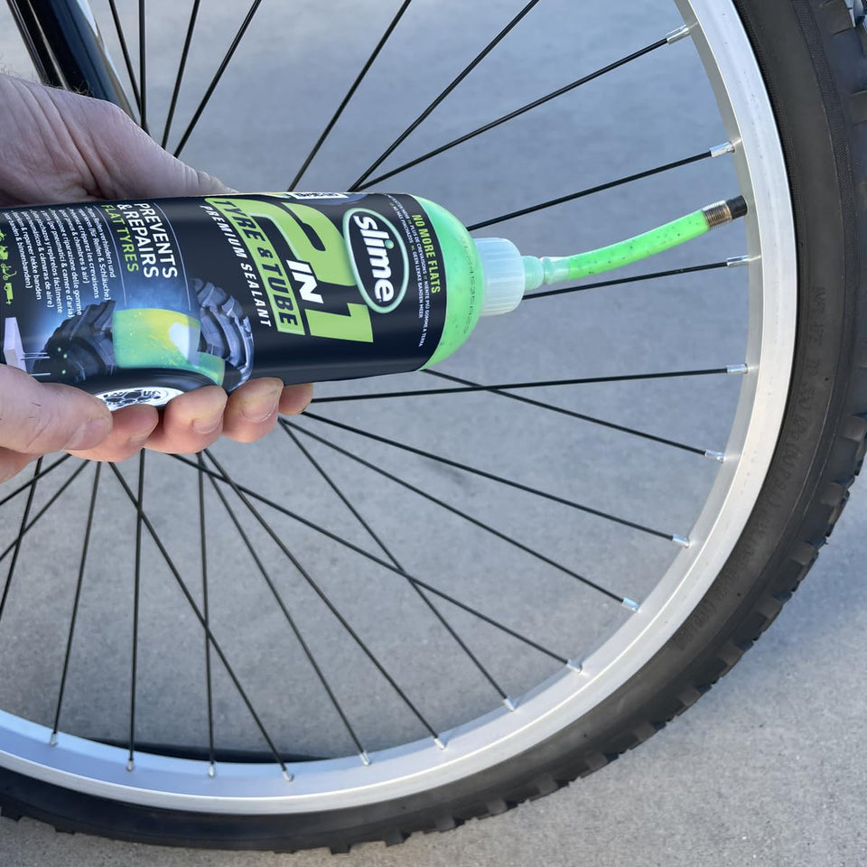 Slime 10193 Tire and Tube Sealant PLncture Repair Sealant, 2-in-1, Premium, Prevent and Repair, Suitable for Non-Highway Tires and Tubes, Non-Toxic, Eco-Friendly, 16oz Bottle