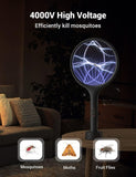 YISSVIC Electric Fly Swatter Bug Zapper Racket Dual Modes Mosquito Killer with Purple Mosquito Light Rechargeable for Indoor Home Office Backyard Patio Camping (Black 2 Pack)