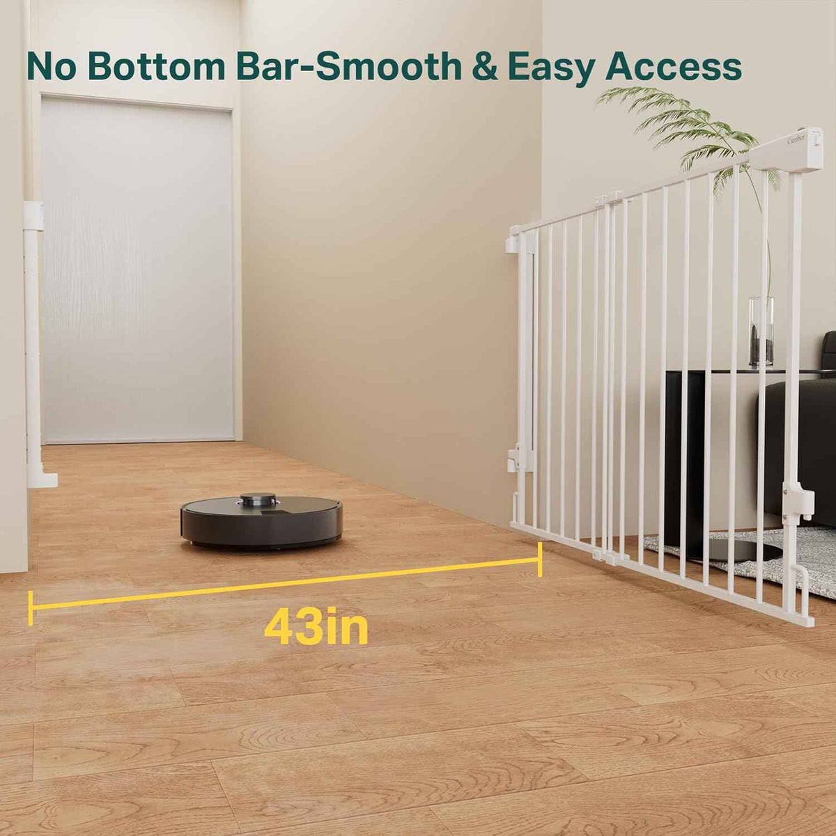 Cumbor 29.2-43" White Baby Gate for Stairs, Wall-Mounted, Expandable Dog Gate with Auto Close Walk Thru