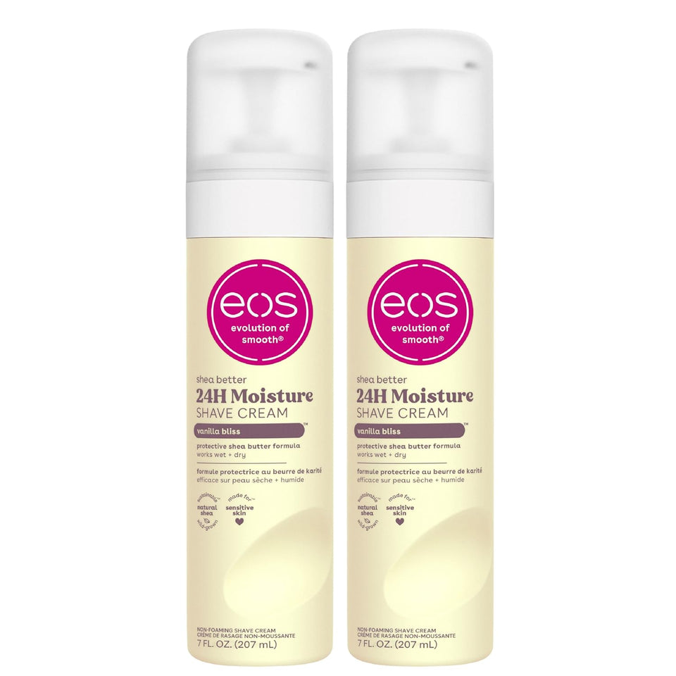 EOS| Shea Buttter| Kraite +| 24H Moisture Hydration 24H Shave Cream | Vanilla Bliss | 7fl oz. | (Pack of 2)