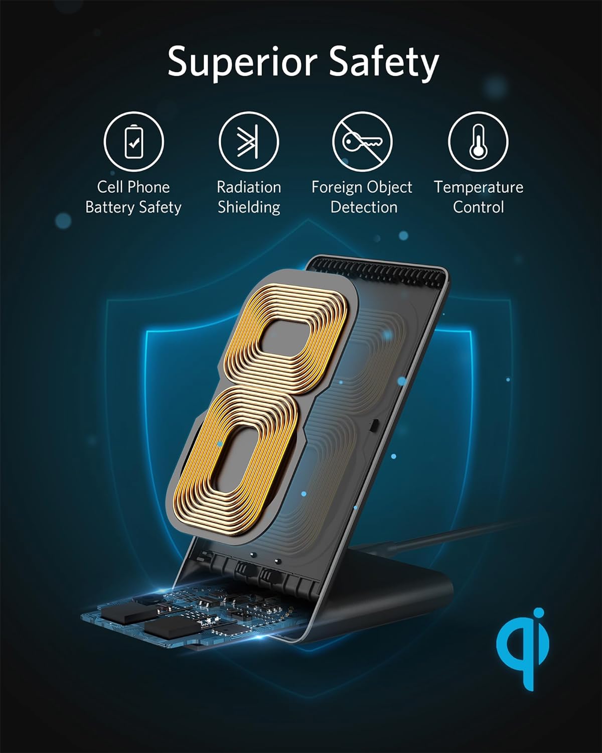 anker 313 wireless charger stand qi-certified fast charging for iphone and galaxy