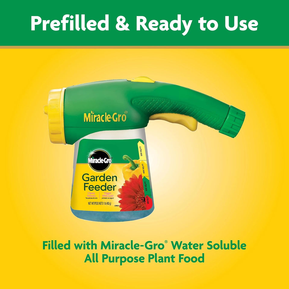 Miracle-Gro Garden Feeder with Water Soluble All PLrpose Plant Food - Plant Fertilizer, Hose-end Feeder for Outdoors, 1 lb.