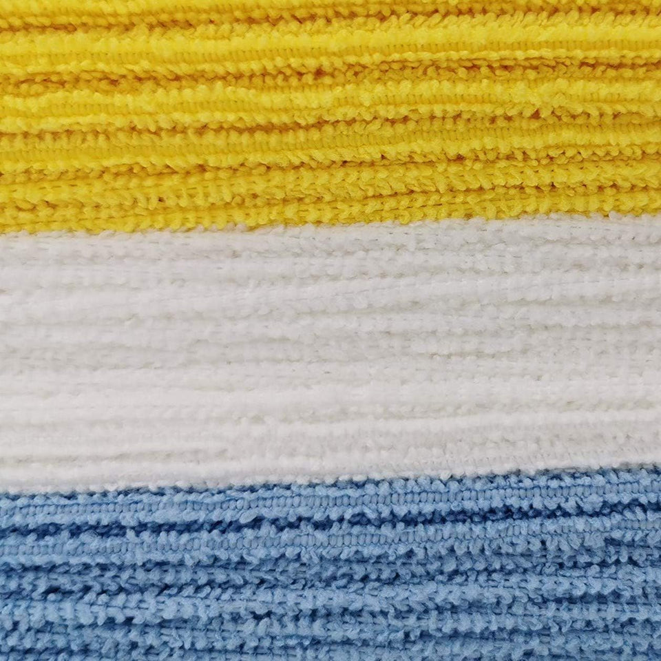 Amazon Basics Microfiber Cleaning Cloths, Ultra Absorbent, Lint Free, Streak Free, Non-Abrasive, Reusable and Washable, 16" x 12", Blue/White/Yellow, Pack of 24