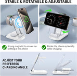 2025 Traveling Wireless Mag-Safe Fast Charging Station,Magnetic 3 in 1 Charger with Light for iPhone 17 16 15 14 13 12 Pro Max Plus,Apple Watch& Air pods 4 3 2 Pro-Gifts for Wife & Husband(White) - PureLivingMart