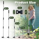 NICOFPHY Weed PLller Tool with Long Handle - 60" Manual Weeder Remover Tool, 2 in 1 Hand Weed Rake and Garden Hoe for Gardening, Heavy Duty Uprooting Weeding PLll for Yard, Lawn, Patio and Garden