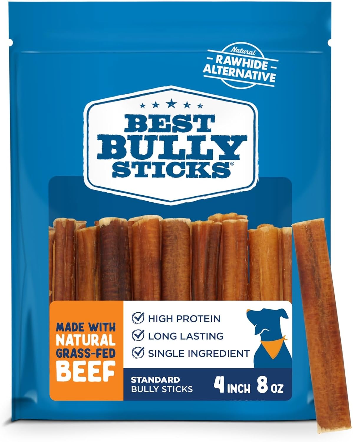 Best Bully Sticks 4 inch bully sticks for small dogs - 8 oz pack - natural, grain-free, rawhide-free