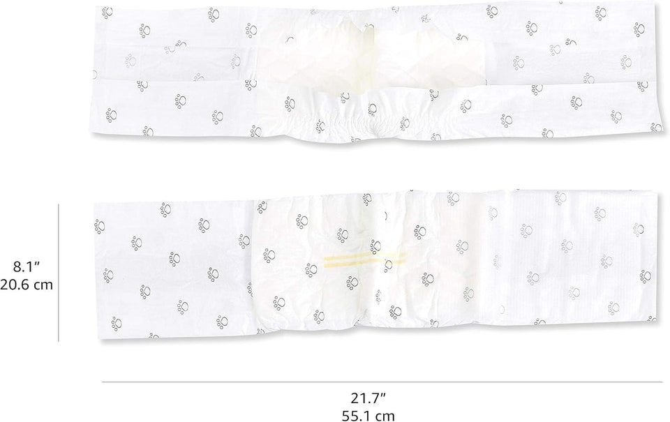 Amazon Basics Absorbent, Leakproof Male Dog Wrap Disposable Diapers with Wetness Indicator, Breathable, Small, White, 50-Pack