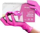 FifthPLlse Fuchsia Hot Pink Nitrile Disposable Gloves - 3 Mil Nitrile - Powder and Latex Free - Surgical Medical Exam Gloves