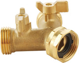 Garden Hose Splitter 2 Way Heavy Duty, Outdoor Faucet Splitter 2 Way, Solid Brass Spigot Splitter Hose Y Splitter with Shutoff Valve