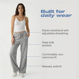 Common Stitch 3 Pack Wide Leg Fleece Lounge Sweatpants for Women — Deep Pockets, Relaxed Fit, Elastic Drawstring Waist