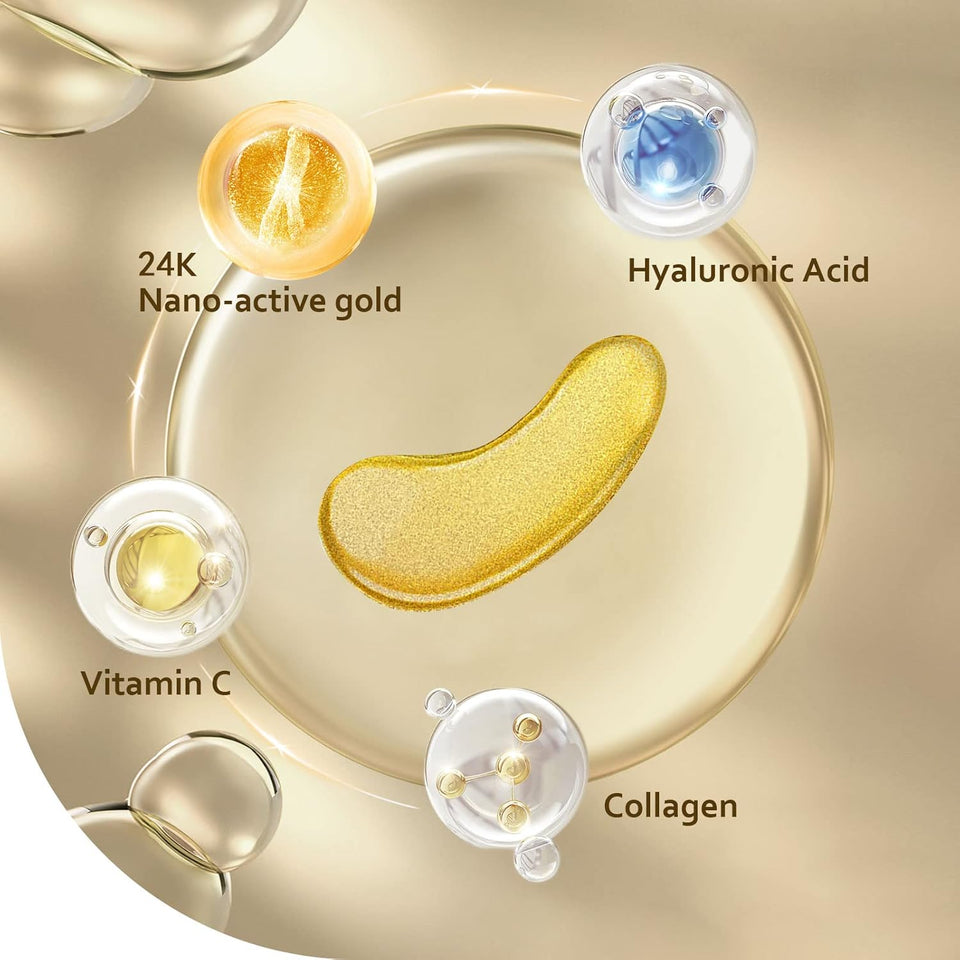 Taimand Under Eye Patches (30 Pairs), 24K Gold Under Eye Mask for PLffy Eyes, Dark Circles,Bags and Wrinkles with Collagen,Relieves Pressure and Reduces Wrinkles,Revitalises and Refreshes Your Skin