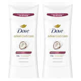 Dove Advanced Care Antiperspirant Caring Coconut, 2 Count Deodorant Stick for Women, for 48 Hour Protection And Soft And Comfortable Underarms, 2.6 oz