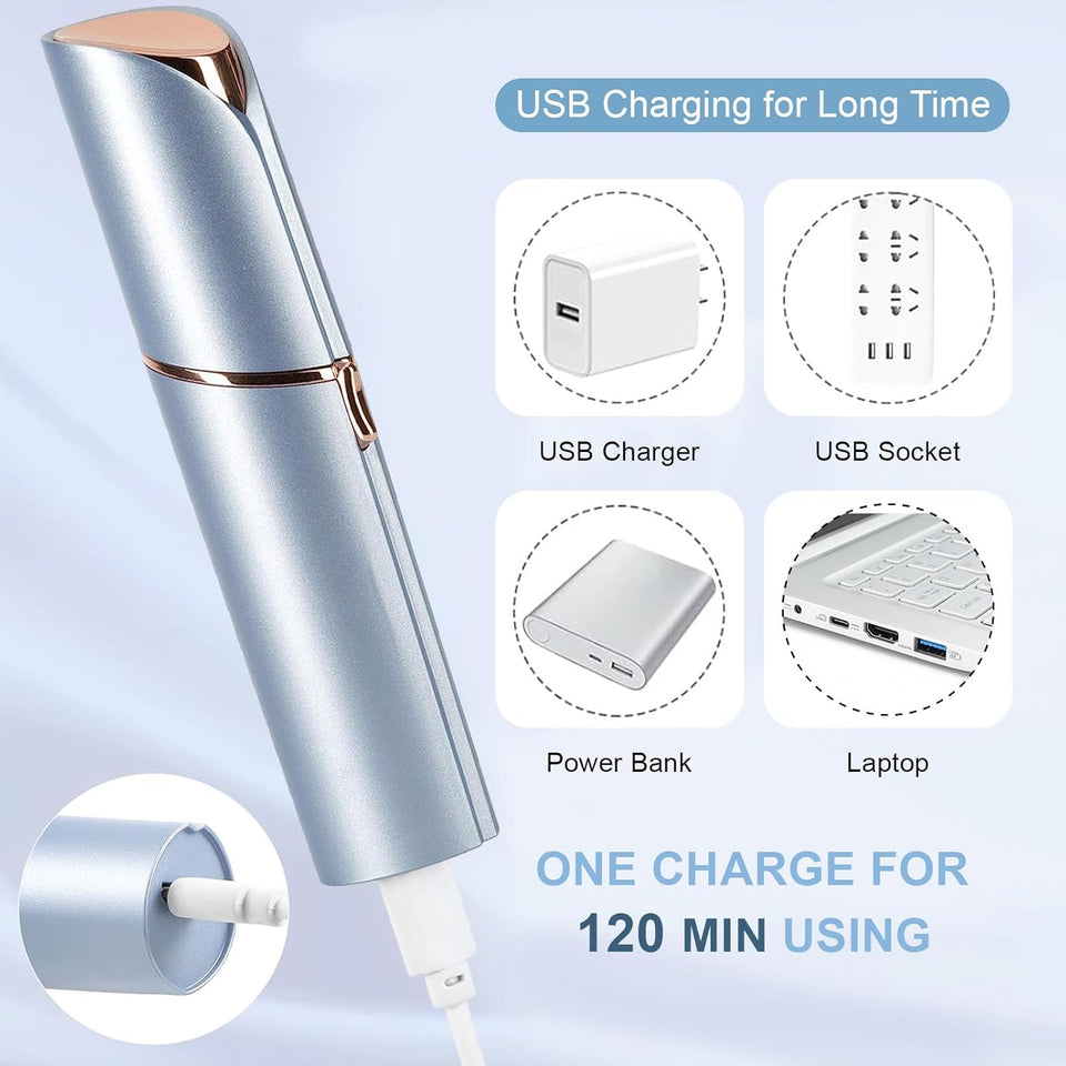 innobeaut Facial Hair Removal for Women, Electric Painless Facial Hair Remover for Face, Lip, Chin with USB Rechargeable, Blue(Device Only)