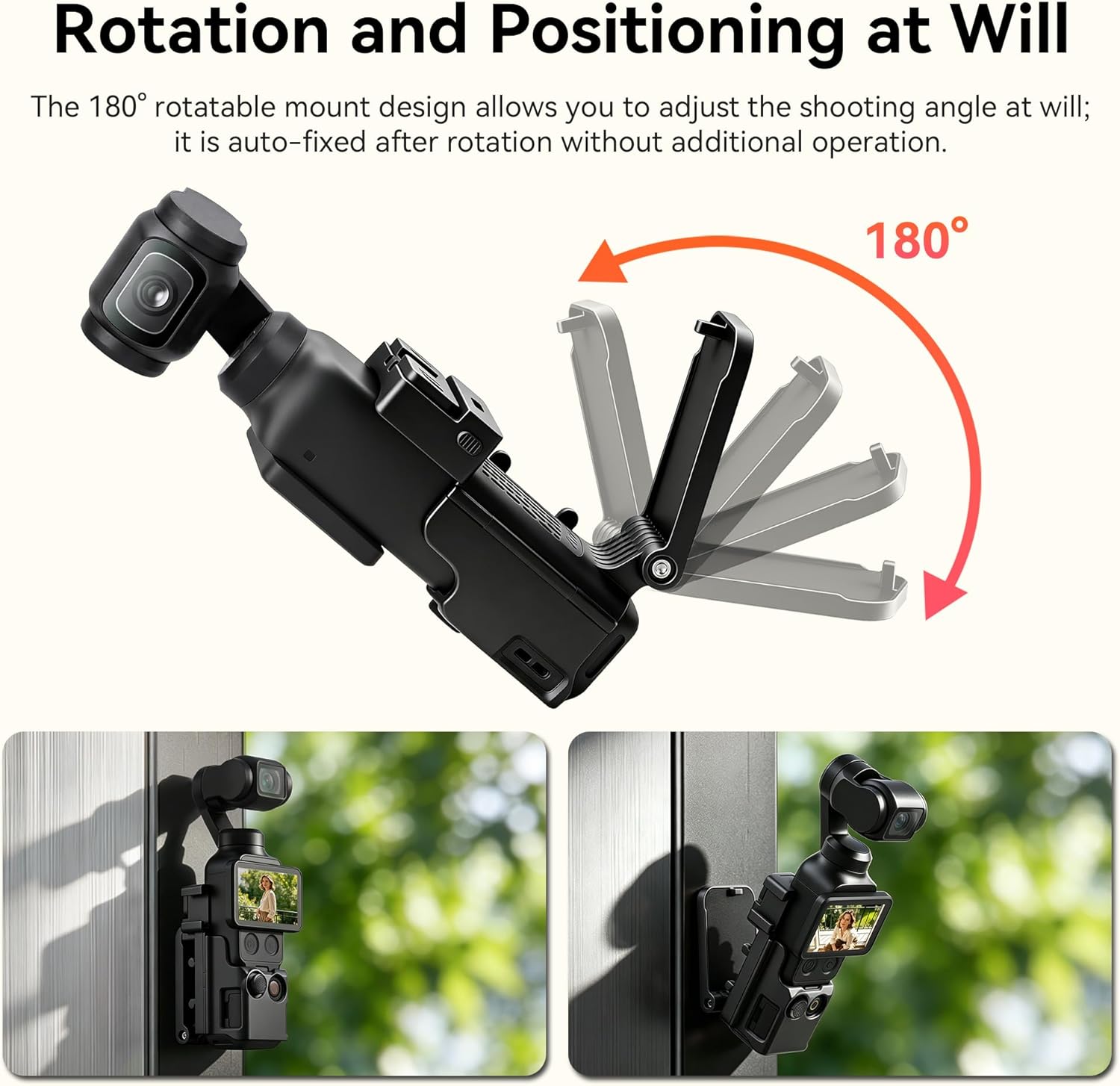 AMAZEAR Magnetic Mount Stand Compatible with DJI Osmo Pocket 4/3/Xtra Muse, Pocket4 Accessories Adapter Clamp Magnet Suction Case Holder on Desktop/Vertical Surface, 180° Adjustable Handle, Black
