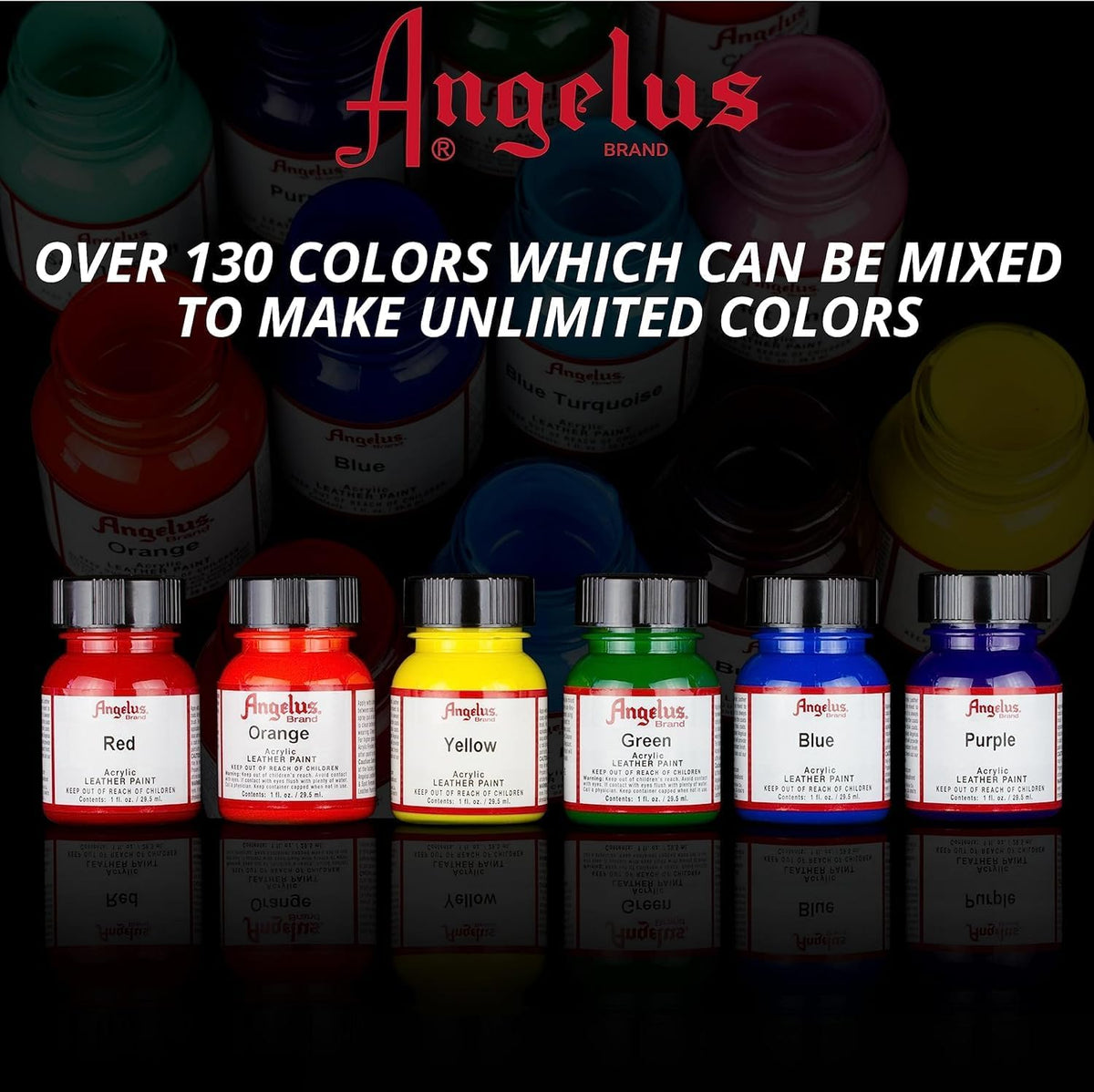 Angelus Acrylic Leather Paint, 1 Fl Oz, Black - Professional Flexible, Crack, Scratch, Peel Resistant Leather Paint for Shoes, Sneakers, Canvas, Furniture and Other Leather Projects