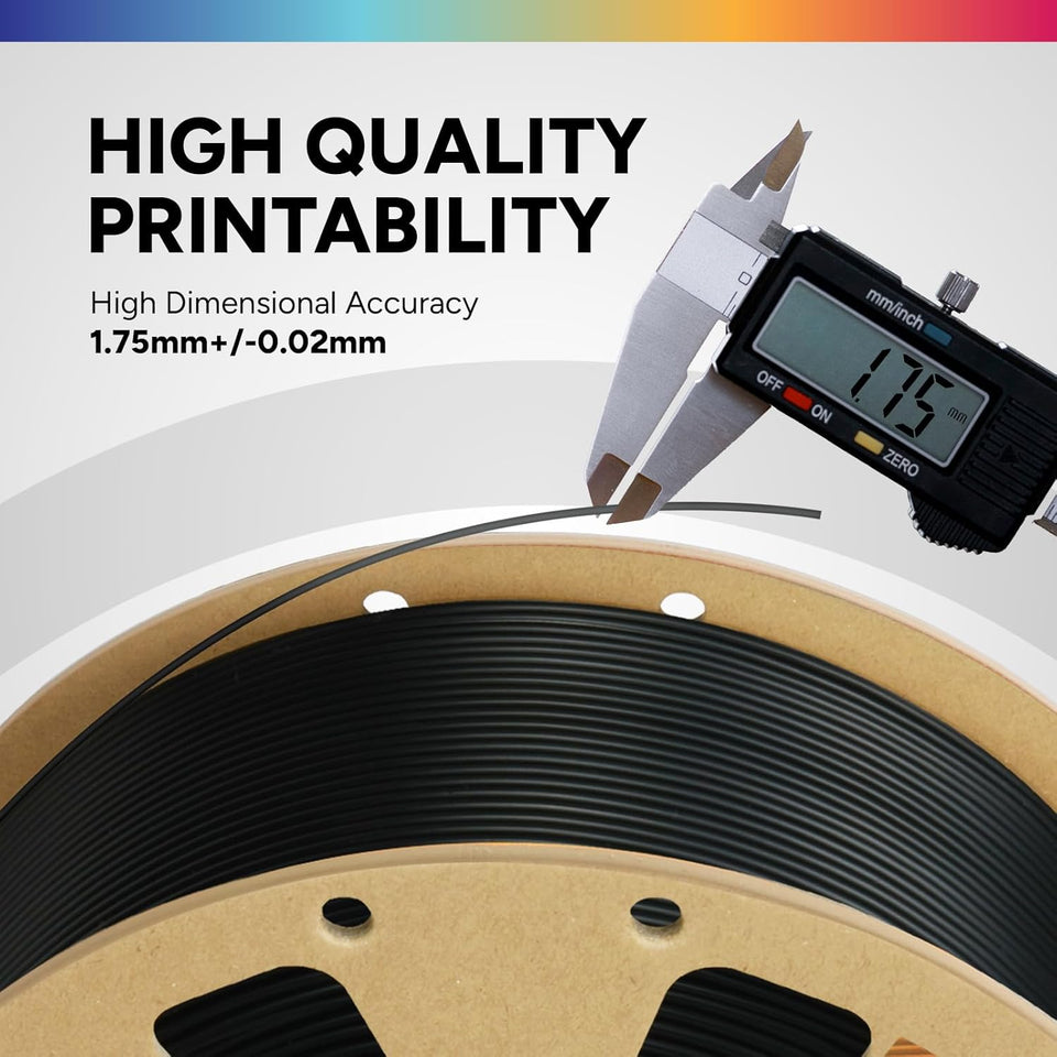 OVERTURE PLA Filament 1.75mm, Neatly Wound 3D Printer Filament 1kg Spool (2.2lbs), Dimensional Accuracy +/- 0.02 mm, Fit Most FDM 3D Printers (Black 1-Pack)
