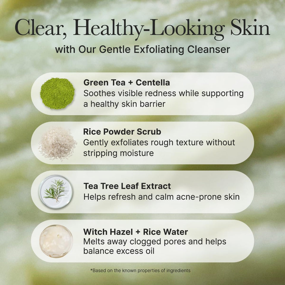 Arencia Korean Rice Mochi Face Cleanser - Face Wash, Gentle Scrub All in One for Deep Cleansing, Moisturizing, Pore Minimizing, Acne-Prone Skin, Removing Blackhead with Rice Water & Green Tea