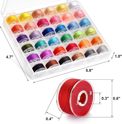 Eoehro 72pcs Sewing Thread Kit, 36 Colors, 400 Yards per Spool Polyester Thread, Prewound Bobbins, Sewing Machine Threads