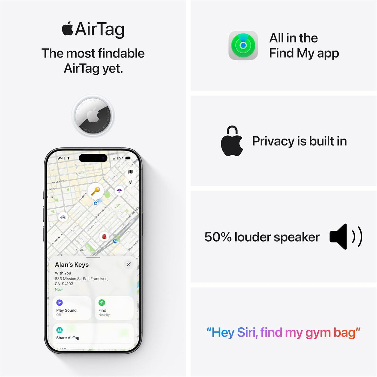 Apple AirTag (2nd Generation): Tracker for Keychain, Wallet, and More; Locator with Sound; Simple One-Tap Setup with iPhone or iPad; Key Finder with up to 1.5X Precision Finding Range*
