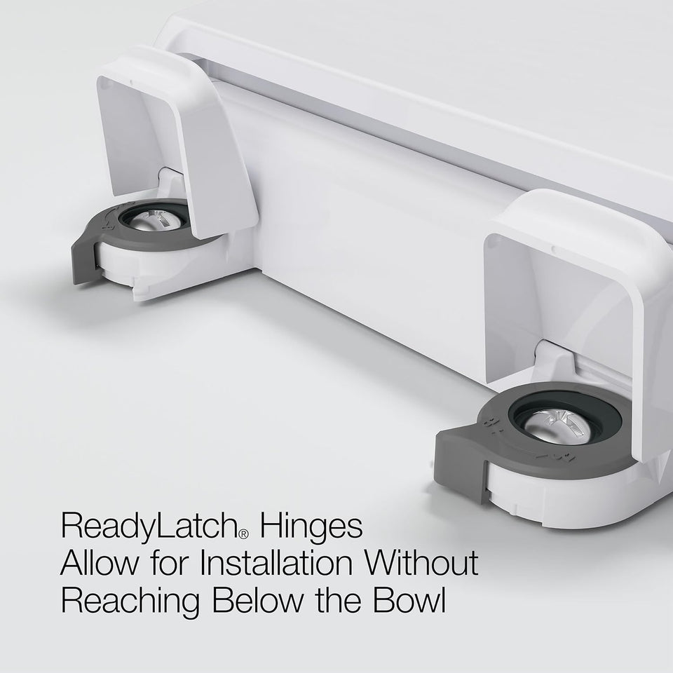 KOHLER 4636-RL-0 Cachet ReadyLatch Elongated Toilet Seat Slow Close, Soft Close Toilet Seat Quiet Lid, Contoured Grip-Tight Bumpers Installation Hardware, Apartment Essentials, White