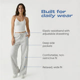 Common Stitch 3 Pack Wide Leg Fleece Lounge Sweatpants for Women — Deep Pockets, Relaxed Fit, Elastic Drawstring Waist