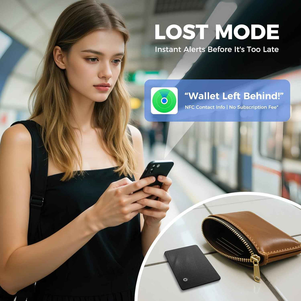 AirTag Card Wallet Tracker Set of 4 - Apple Find My (iOS Only) - 2025 Ultra-Slim 1.8mm Smart Finder, IP67 Locator for Men's Wallets & Luggage Black