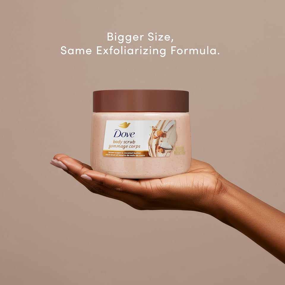 Dove Brown Sugar and Coconut Butter Body Scrub Exfoliates and Deeply Nourishes for Smooth, Radiant Skin 15 oz