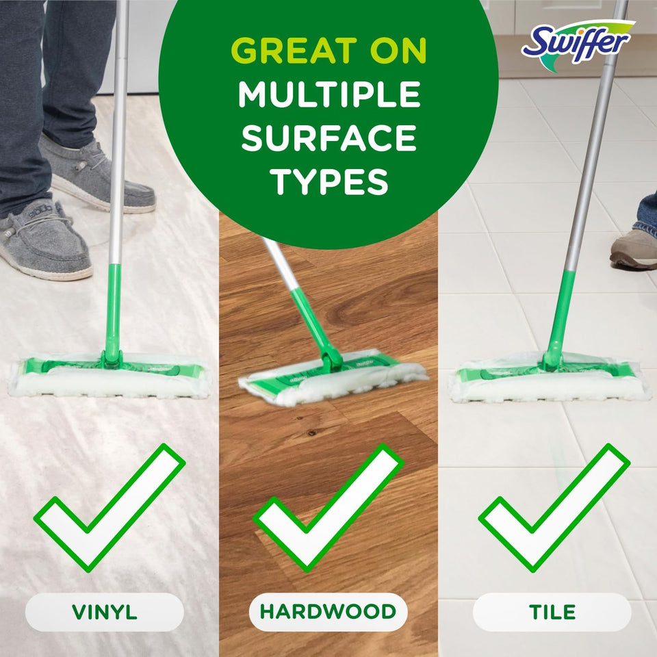 swiffer sweeper 2-in-1 floor cleaning mop starter kit with 20-piece set