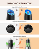 Sangcon Gravity Electric Salt and Pepper Grinder Set Automatic Shakers Mill Grinder with LED Light, BATTERY POWERED Adjustable Coarseness One Hand Operation, Upgraded Larger Capacity