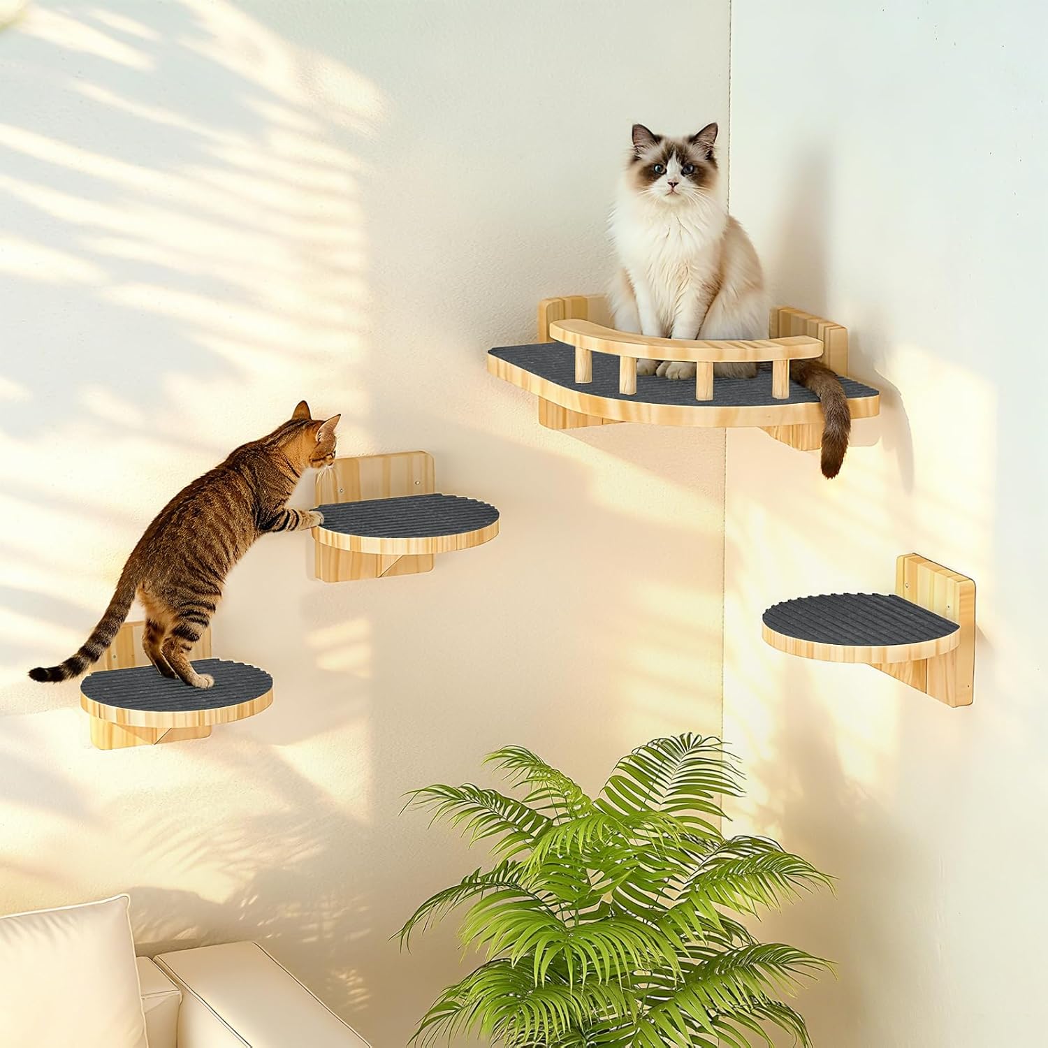 xiaz cat wall hammock mounted bed with 4 climbing steps for indoor cats up to 30lbs