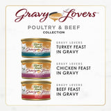 PLrina Fancy Feast Gravy Lovers Poultry and Beef Grilled Gourmet Wet Cat Food Variety Pack - (Pack of 24) 3 oz. Cans
