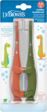 Dr. Brown's Baby and Toddler Toothbrush, Green and Orange Dinosaur 2-Pack, 1-4 Years