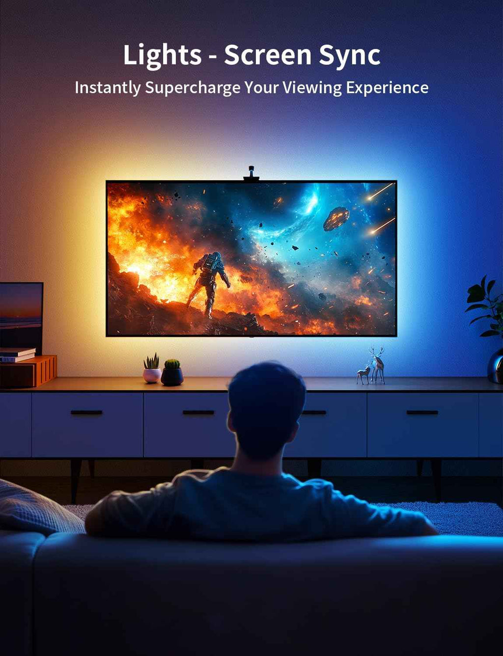 Ailofy 7.87ft LED Strip Lights for 40-50 inch Screens with Camera and Color Changing Lights Compatible with Alexa & Google Assistant