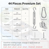 Sun Shade Sail Hardware Kit 6 Inch for Rectangle & Triangle Shade Sail Install, Stainless Steel Shade Sail Fixing Accessories for Outdoor Patio Canopy Garden, Heavy Duty Awning Attachment Set (44 Pcs)