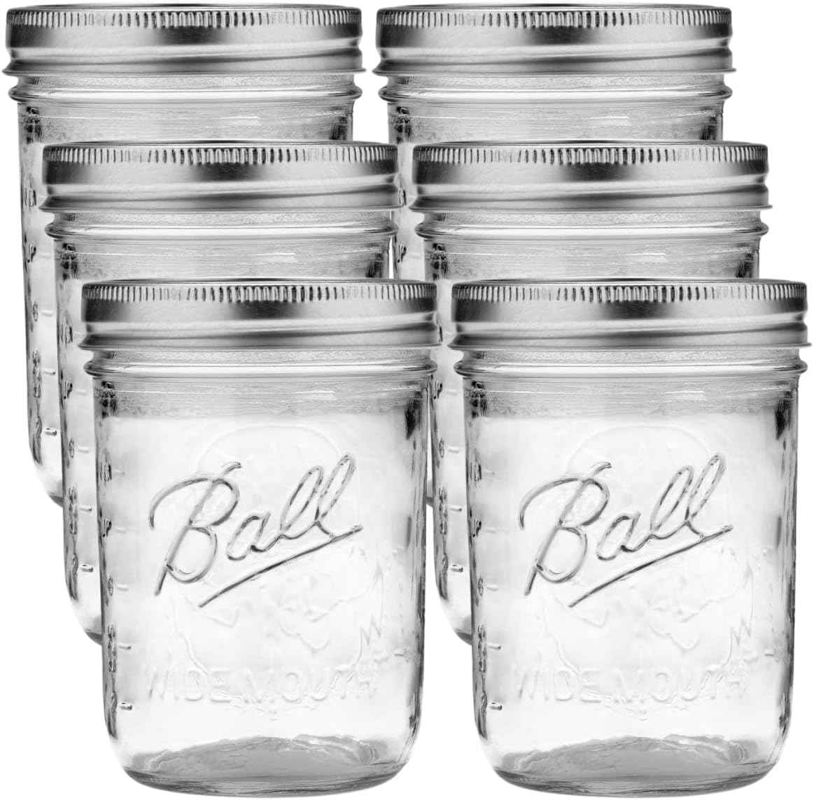 Ball Wide Mouth Glass Mason Jars with Lids and Bands, Used for Canning, Pickling, Juice, Jam, Jelly, Quart Size 32 Ounce (Pack of 2)