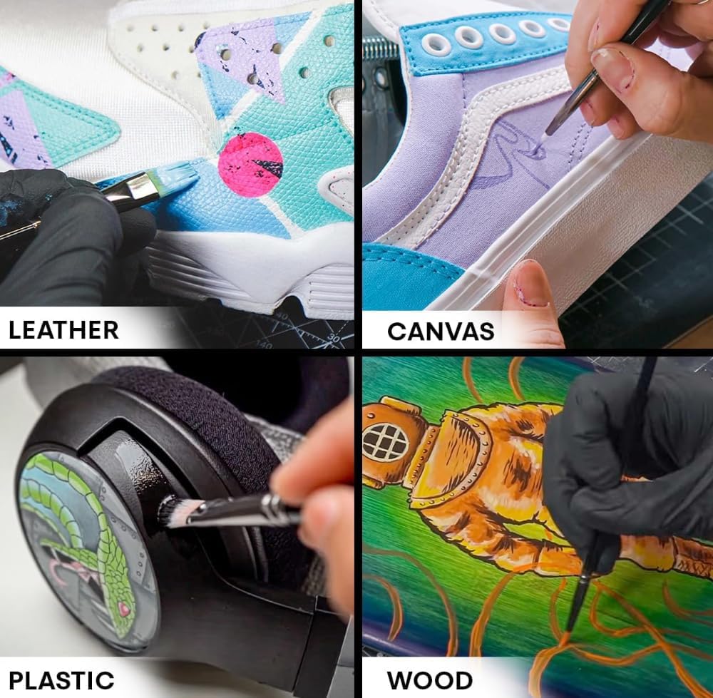 Angelus Acrylic Leather Paint, 1 Fl Oz, Black - Professional Flexible, Crack, Scratch, Peel Resistant Leather Paint for Shoes, Sneakers, Canvas, Furniture and Other Leather Projects