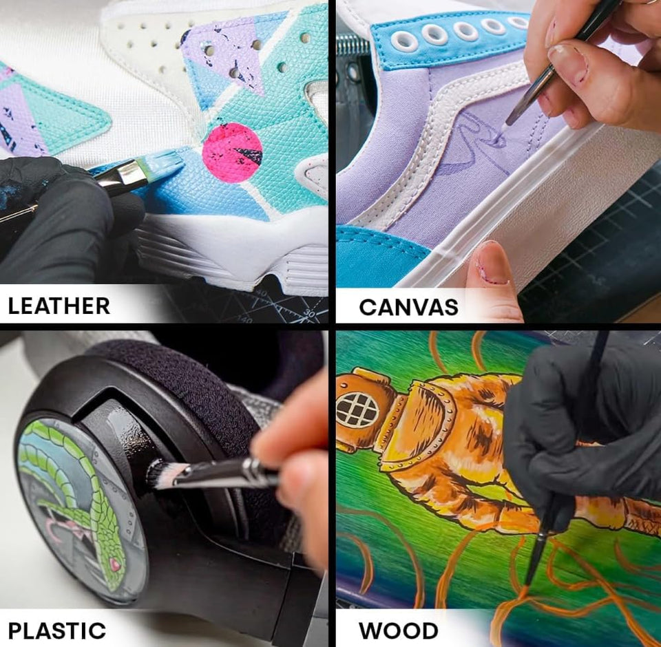 Angelus Acrylic Leather Paint, 1 Fl Oz, Black - Professional Flexible, Crack, Scratch, Peel Resistant Leather Paint for Shoes, Sneakers, Canvas, Furniture and Other Leather Projects