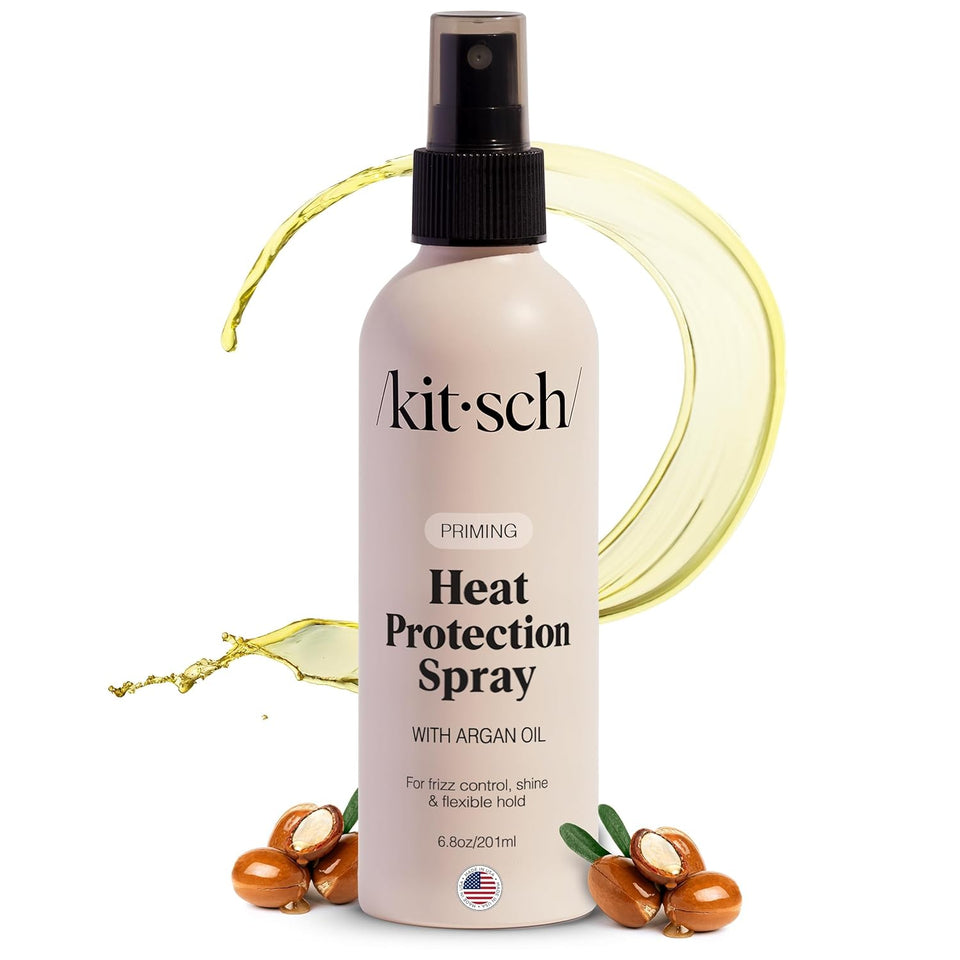 Kitsch Heat Protection Spray for Hair – Heat Protectant for Hair with Argan Oil – Styling Hair Spray for Frizz Control, Shine & Damage Protection – Protects Strands | Ideal Gifts for Women – 6.8oz