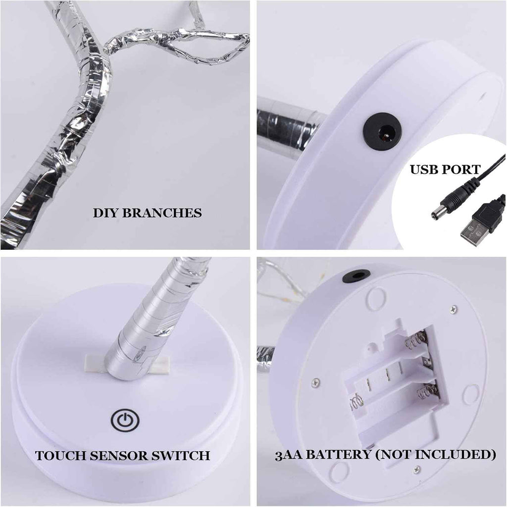 Room Decor, 20" 108 LED Tabletop Bonsai Tree Light, DIY Artificial Tree Lamp, Battery/USB Operated, Aesthetic Lamps for Living Room Bedroom Christmas Home Gifts House Decor (Warm White)
