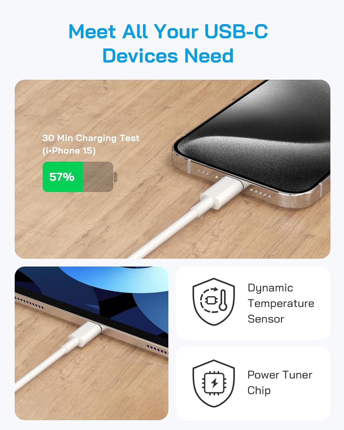 3 Pack AISNI Fast Charger Block Compatible with iPhone 17 16 15 Charger Fast Charging USB C Charger Long Type C Chargers Cord 6 FT for iP17 Air/17 Pro Max/16/15 Pro Max Series and Type C Device-White