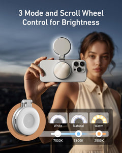 Magnetic Selfie Ring Light with Makeup Mirror – 360° Rotating Fill Light for iPhone MagSafe & Android, CRI97 Professional Photography Light for TikTok and Video Calls