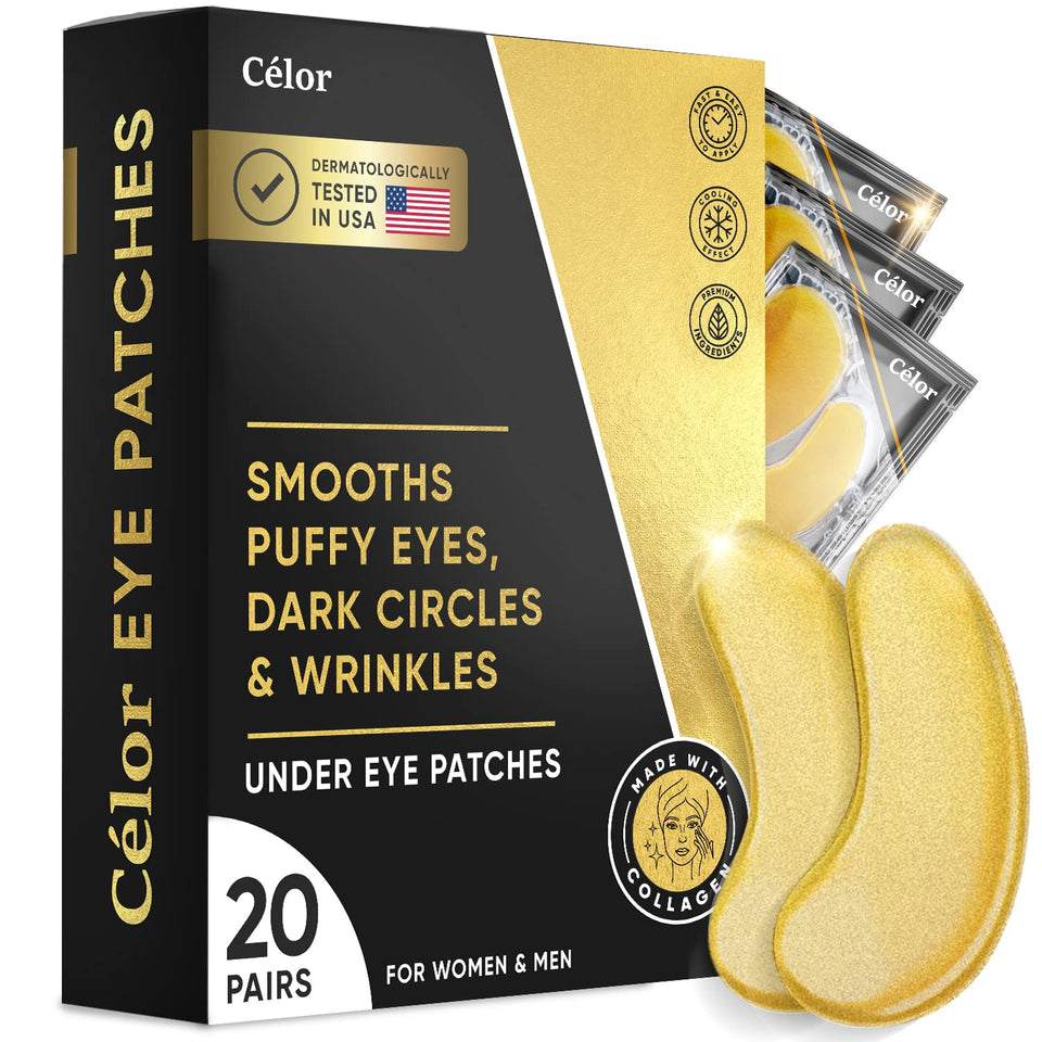 Under Eye Patches (20 Pairs) - Eye Patches For PLffy Eyes And Dark Circles - Under Eye Mask For Beauty & Personal Care - Under Eye Mask Amino Acid & Collagen For Dark Circles And PLffiness by Celor