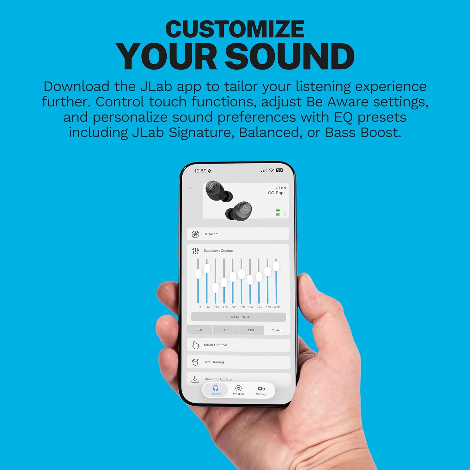JLab Go Air Pop+, True Wireless Earbuds, Bluetooth Earbuds with Microphone, Dual Connect, EQ3 Sound, Mint Green