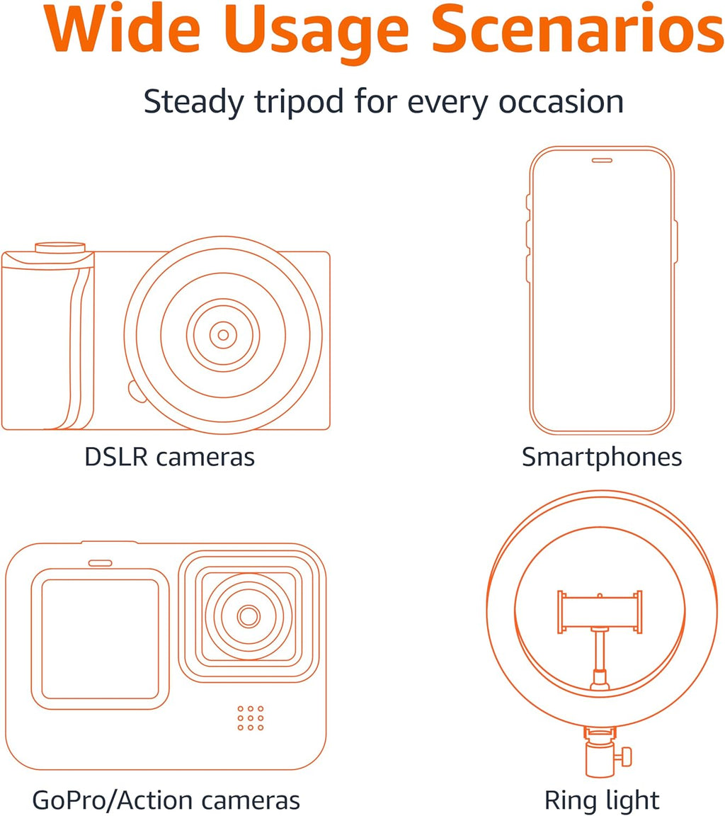 Amazon Basics 64-inch Extendable Tripod for iPhones and Smartphones, Selfie Stick Mode and Phone Tripod Mode, Black