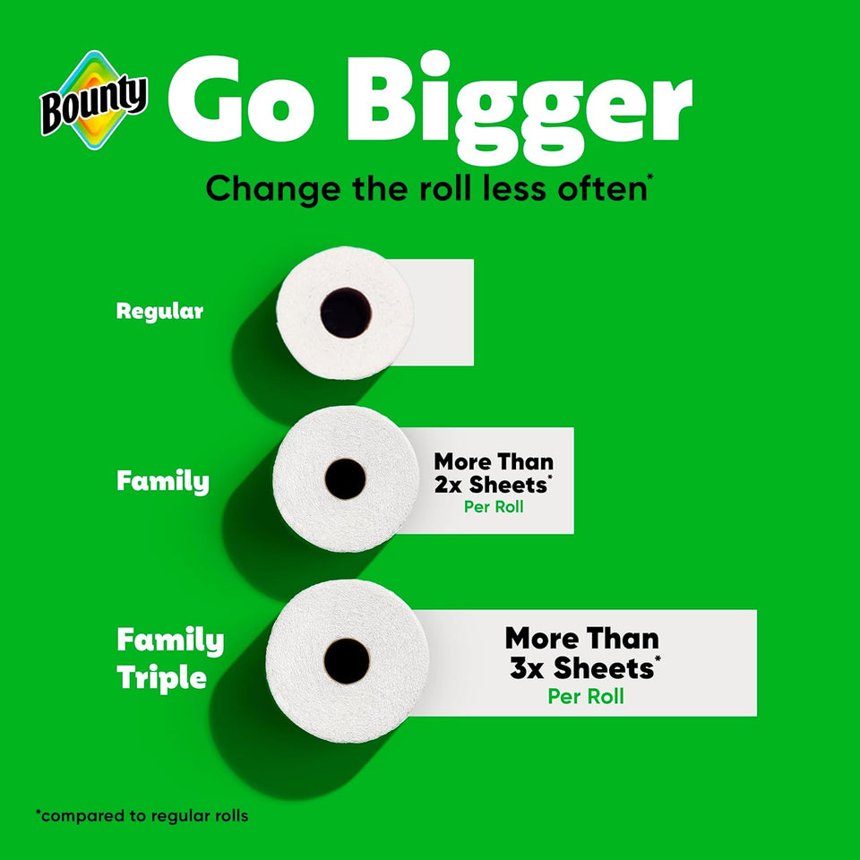 Bounty Quick Size Paper Towels, White, 8 Family Rolls = 20 Regular Rolls - PureLivingMart