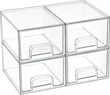 Vtopmart 4 Pack Small Clear Stackable Storage Drawers,Acrylic Bathroom Makeup Organizer,Plastic Storage Bins For Vanity, Undersink, Kitchen Cabinets, Pantry, Home Organization