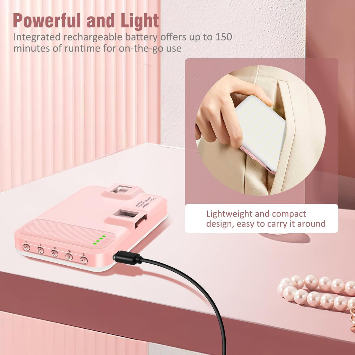 ALTSON 60 LED Portable Selfie Light Video Conference Lighting with Clip & Camera Tripod Adapter Rechargeable 2200mAh CRI 97+, 9 Light Modes for Phone iPhone Webcam Laptop Photo Makeup