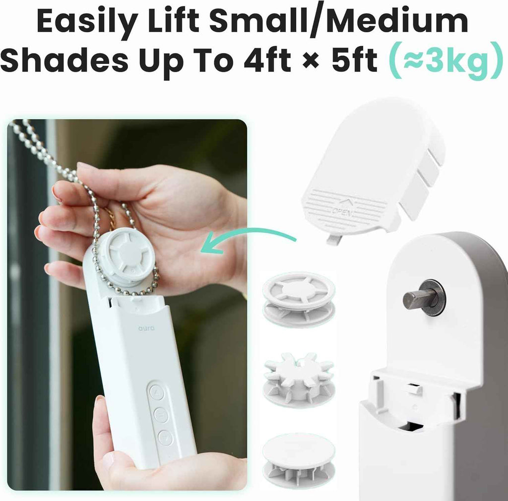 Aura Roller Smart Shade Driver, Remote Control & WiFi Dongle, Compatible up to 4x5ft, Rechargeable Battery, Voice Control
