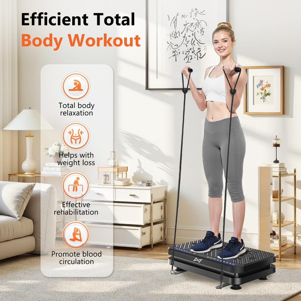 AXV Vibration Plate Fitness Platform Exercise Machine Vibrating Shaking Full Body Shaker Workout Vibrate Stand Shake Board Sport Gym for Weight Loss Fat Burner for Women Men